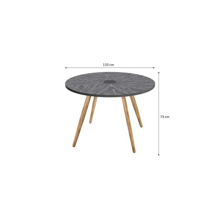Table de jardin ronde - Acier thermolaqué + nassilium en lamelles - D