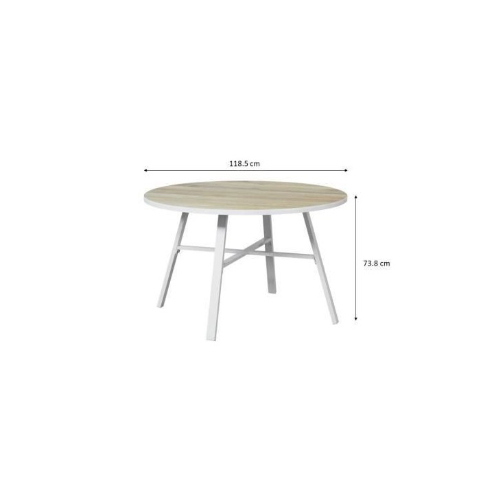 Table de jardin ronde - Diametre 120 cm - Aluminium