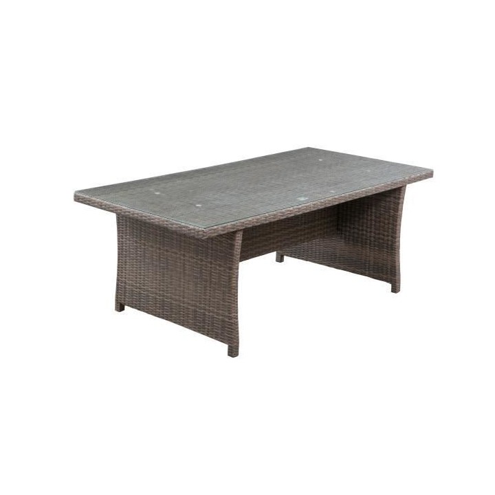 Table de jardin 8 personnes - 200 x 100 x H.75 cm - Acier & Résine tr