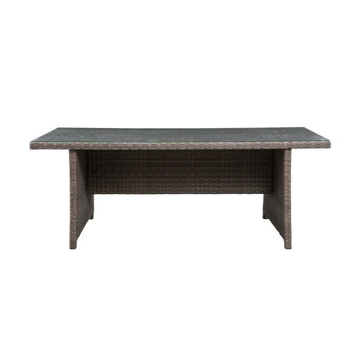 Table de jardin 8 personnes - 200 x 100 x H.75 cm - Acier & Résine tr