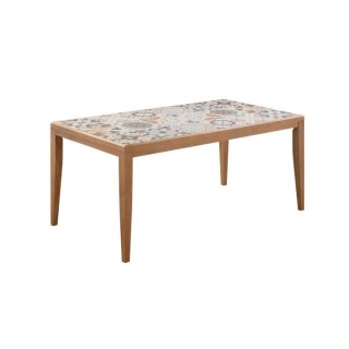 Table de jardin en bois - 162 cm - Bois de pin du Chili + carrelage c