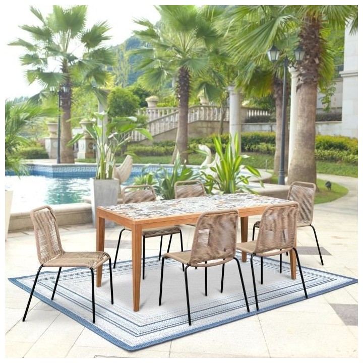 Table de jardin en bois - 162 cm - Bois de pin du Chili + carrelage c