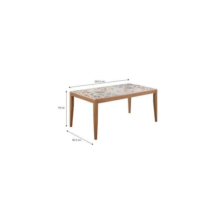 Table de jardin en bois - 162 cm - Bois de pin du Chili + carrelage c