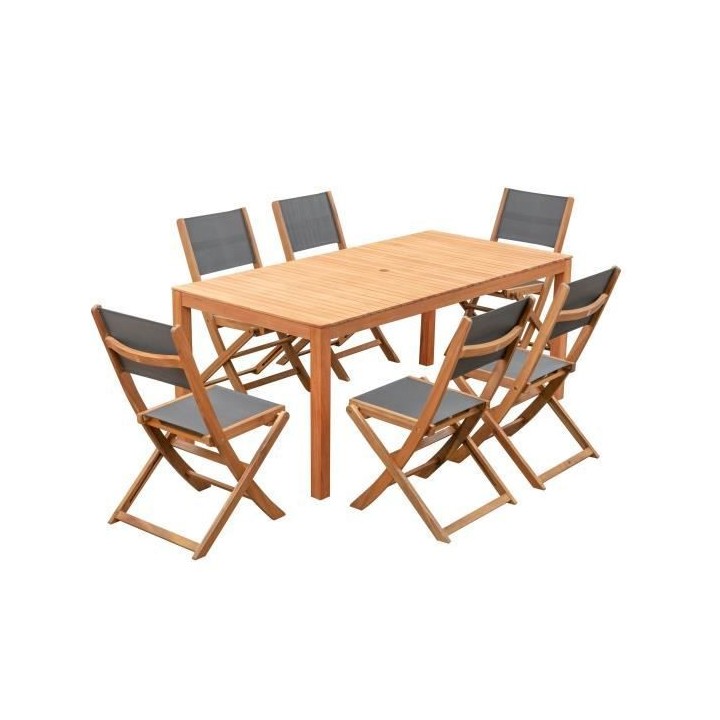 Table de jardin 8 personnes - 180 x 90 x H.74 cm - En bois d'acacia na