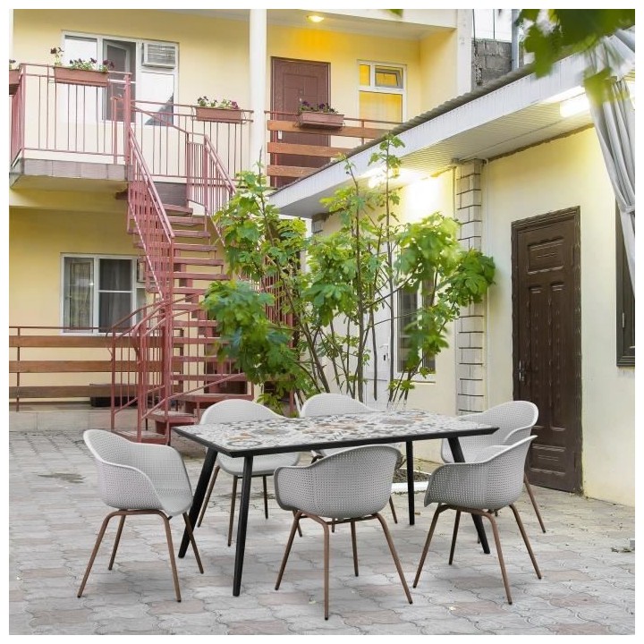 Table a manger de jardin -Style zellige -162 cm - Acier thermolaqué +