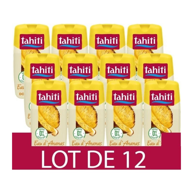 [Lot de 12] TAHITI Gels douches Paradis 0% Eau d'ananas - 250ml