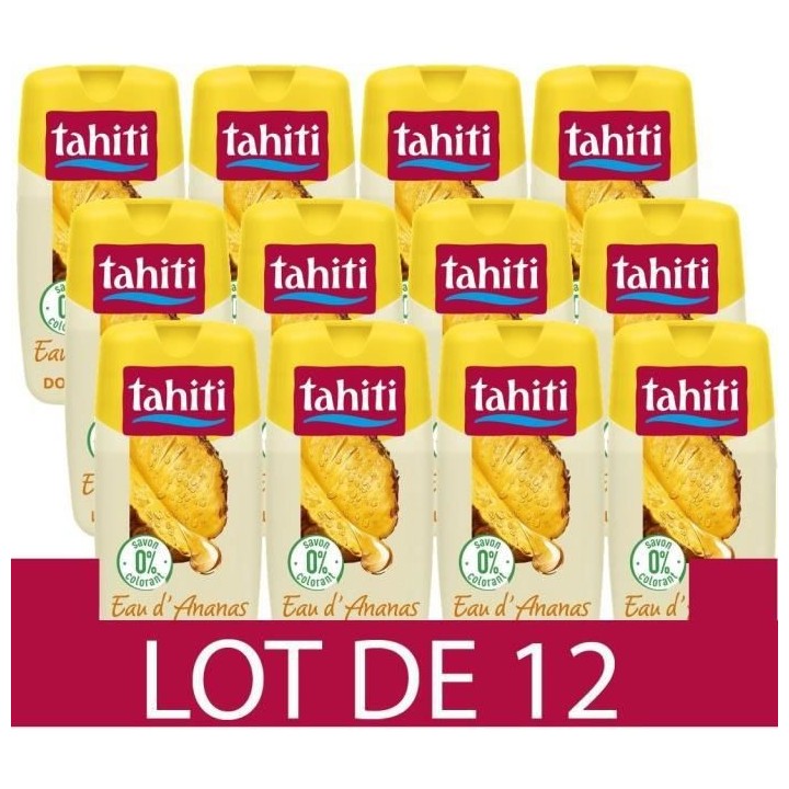 [Lot de 12] TAHITI Gels douches Paradis 0% Eau d'ananas - 250ml