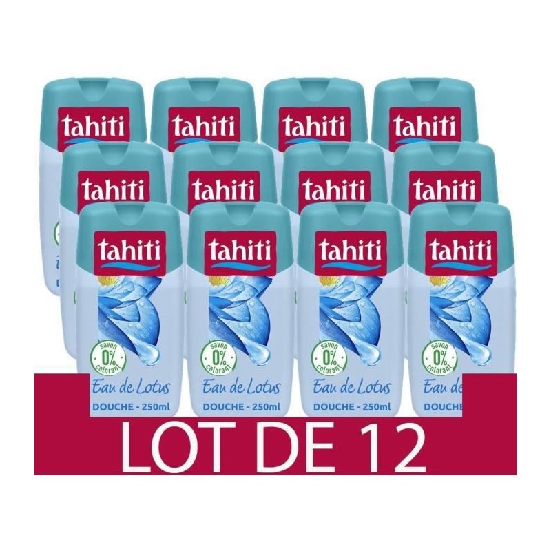 [Lot de 12] TAHITI Gels douches Paradis Zéro 0% Eau de Lotus - 250ml