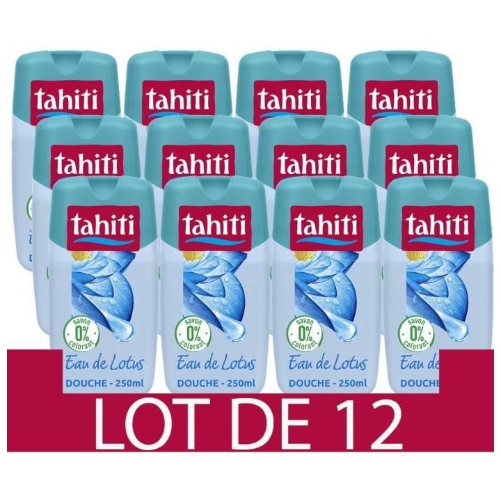 [Lot de 12] TAHITI Gels douches Paradis Zéro 0% Eau de Lotus - 250ml