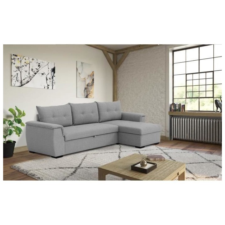 Canapé d'angle convertible réversible 4 places TAJJ - Tissu Portland