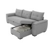 Canapé d'angle convertible réversible 4 places TAJJ - Tissu Portland bicolore Gris - Coffre de rangement - L250 x P151 x H85 c