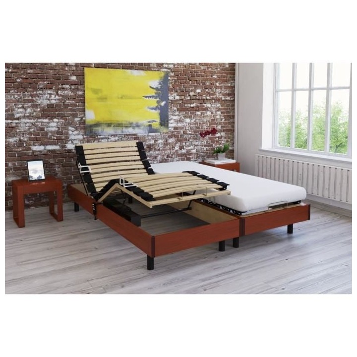 Ensemble relaxation TALCA matelas + sommiers électriques décor ceris