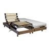 Ensemble relaxation TALCA matelas + sommiers électriques décor chene 2x80x200 - Mousse - 14 cm - Ferme