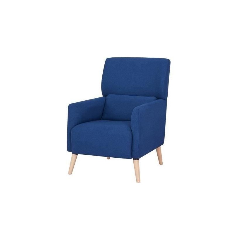 Fauteuil EMILE - Tissu - Bleu - L 68 x P 91 x 99 cm