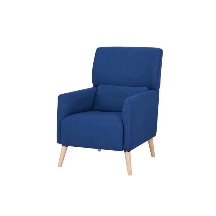 Fauteuil EMILE - Tissu - Bleu - L 68 x P 91 x 99 cm