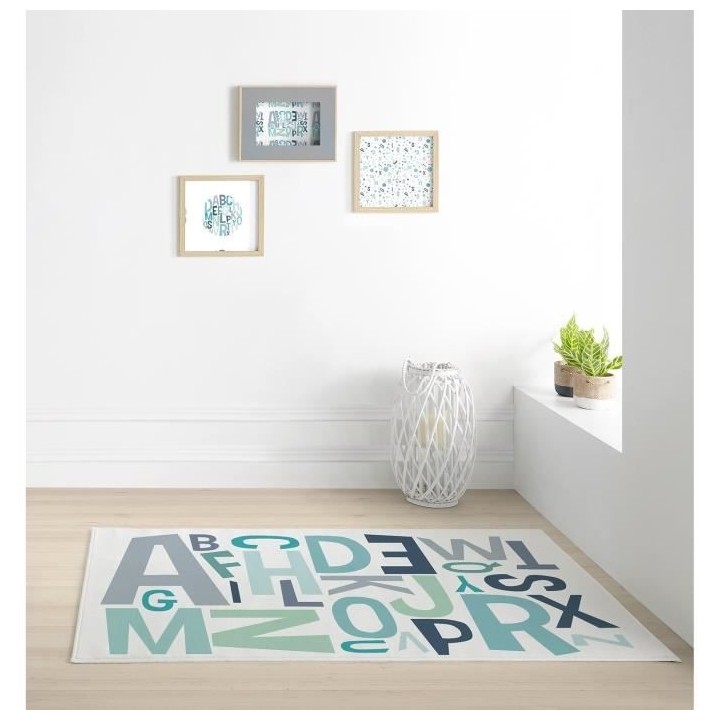 TANUKI - Tapis ALPHABET 100x150 cm - 100% Coton - Lavage en machine -