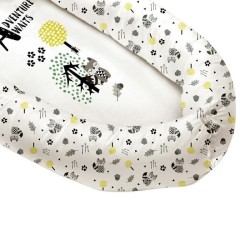 TANUKI - Coussin couffin ADVENTURE AWAITS 48x90 cm - Airballon - Réversible et déhoussable - 100% Coton - Blanc/Noir