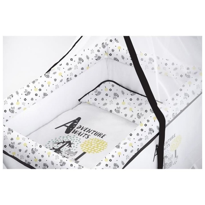 TANUKI - Berceau complet en bois ADVENTURE AWAITS - Matelas + Sommier