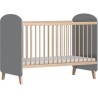 TANUKI Chambre bébé Trio Dream - Lit + Commode a langer + Armoire - Réglable 3 hauteurs - Bois Hetre et MDF - Gris clair mat