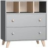 TANUKI Chambre bébé Trio Dream - Lit + Commode a langer + Armoire - Réglable 3 hauteurs - Bois Hetre et MDF - Gris clair mat