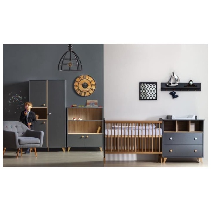 TANUKI Chambre bébé Trio Dream - Lit + Commode a langer + Armoire -