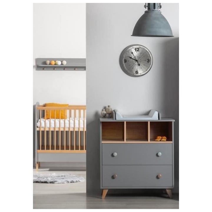 TANUKI Chambre bébé Duo Dream - Lit + Commode a langer - Réglable 3