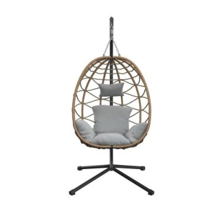 Fauteuil suspendu en résine - BEAUX RIVAGE - 1 place - TARAWA - Gris