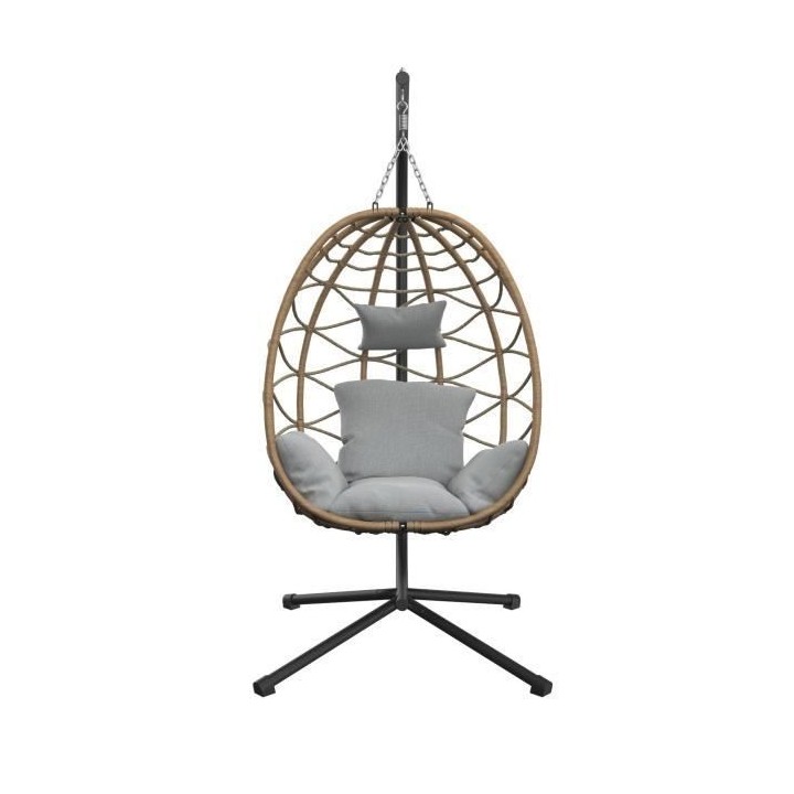 Fauteuil suspendu en résine - BEAUX RIVAGE - 1 place - TARAWA - Gris