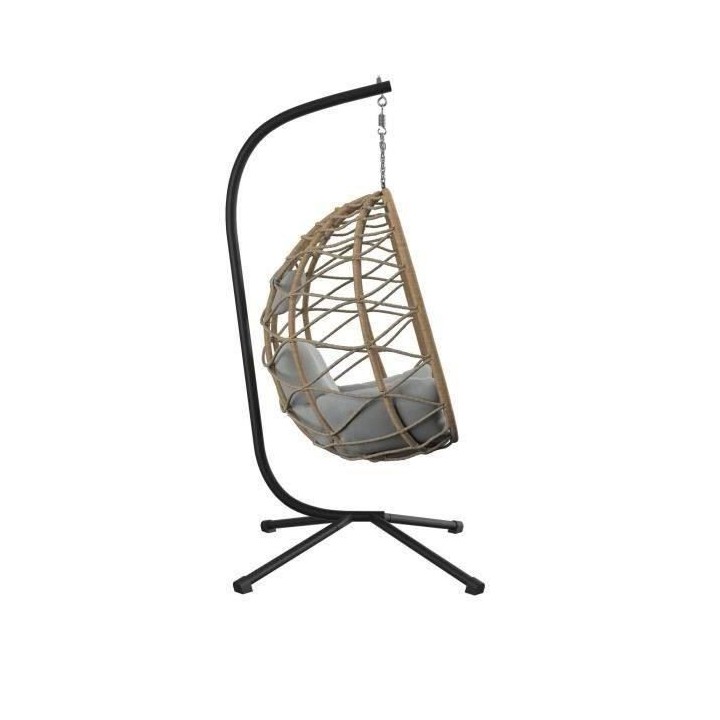 Fauteuil suspendu en résine - BEAUX RIVAGE - 1 place - TARAWA - Gris