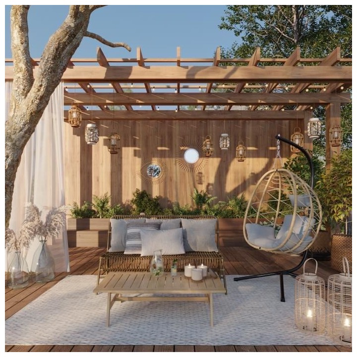 Fauteuil suspendu en résine - BEAUX RIVAGE - 1 place - TARAWA - Gris