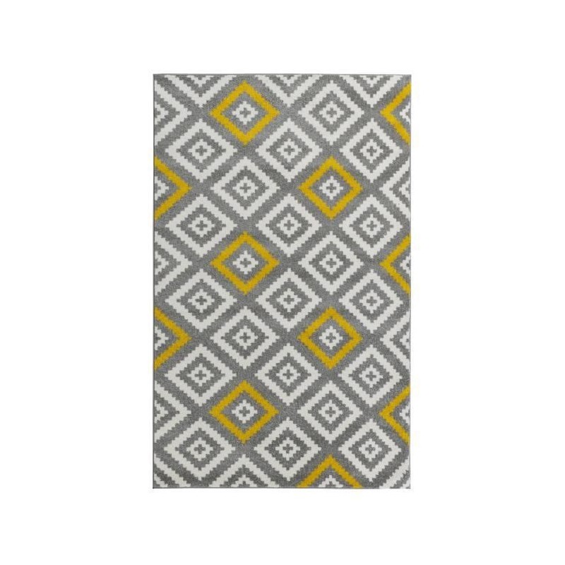 NAZAR TAVLA Tapis de salon moderne - 120 x 160 cm - 100% polypropylene frisée - Jaune