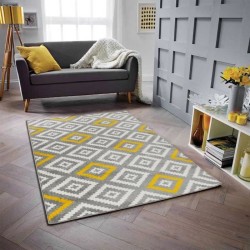 NAZAR TAVLA Tapis de salon moderne - 120 x 160 cm - 100% polypropylene frisée - Jaune