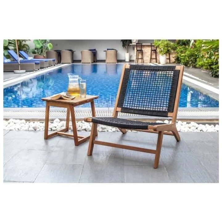 Fauteuil de jardin en bois d'eucalyptus FSC et en corde TAVARUA