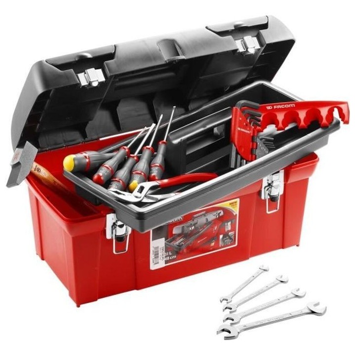 Caisse a outils FACOM + 20 outils - 5 Tournevis Protwist + 9 Clés mâ