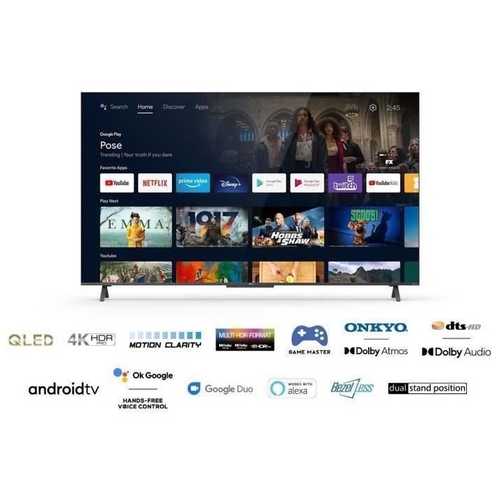 TCL TV 50C721 - TV QLED UHD 4K - 50 (127cm) - Dolby Vision - Android T