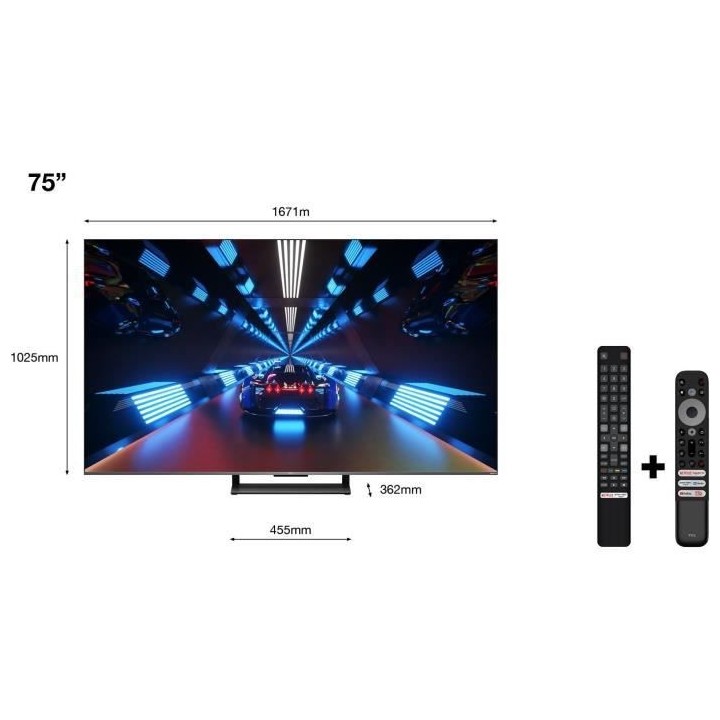 TV QLED TCL 75C731 - 75'' (190cm) 4K UHD - Smart TV Google - Dalle 144