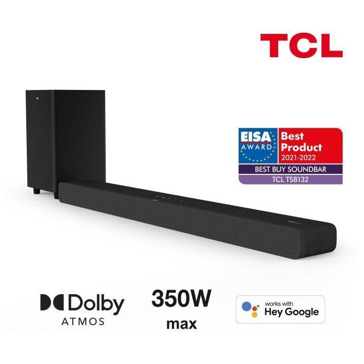 TCL TS8132 Barre de son avec caisson de basses sans fil - Dolby Atmos
