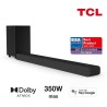 TCL TS8132 Barre de son avec caisson de basses sans fil - Dolby Atmos 3.1.2 - 350W -Chromecast intégré-Compatible Apple AirPla