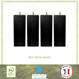 Jeu de pieds carrés L 5,4 cm x l 5,4 cm H 14,5 cm - Noir - Lot de 4