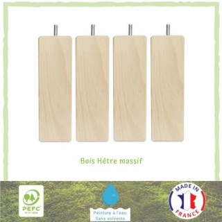 Jeu de pieds carrés en bois - L 6 x l 6 x H 17 cm - Lot de 4