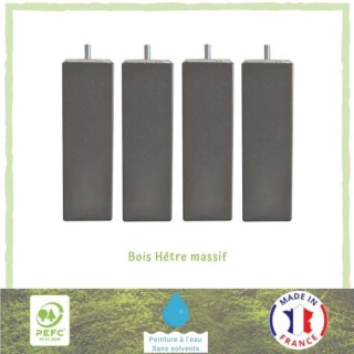 Jeu de pieds carrés L 6 cm x l 6 cm H 19 cm - Taupe - Lot de 4