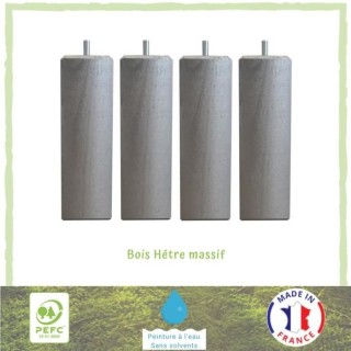 Jeu de pieds carrés L 6 cm x l 6 cm H 19 cm - Gris métal - Lot de 4
