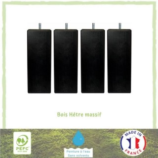 Jeu de pieds carrés L 6 cm x l 6 cm H 19 cm - Noir - Lot de 4