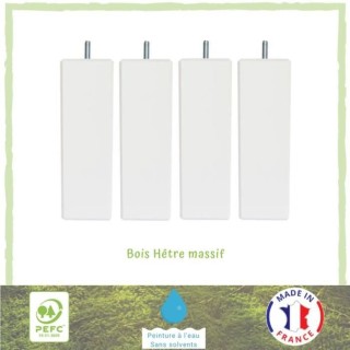 Jeu de pieds carrés L 6 cm x l 6 cm H 19 cm - Blanc - Lot de 4