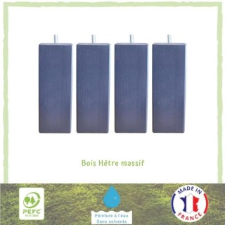 Jeu de pieds carrés L 6 x l 6 x H 24,5 cm Gris anthracite - Lot de 4