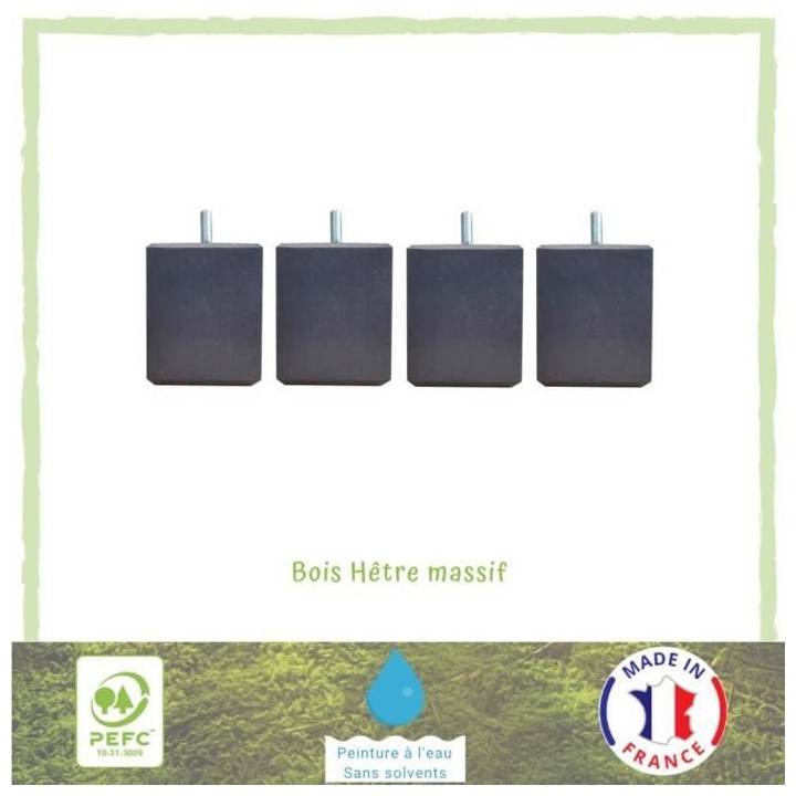 Jeu de pieds carrés L 7 cm x l 7 cm H 8,5 cm - Gris anthracite - Lot