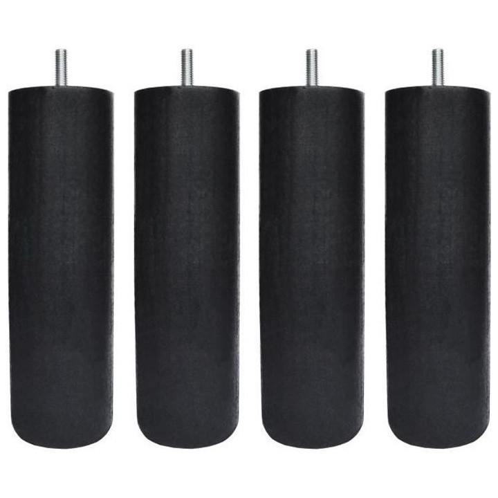 Jeu de pieds cylindriques Ø 6,2 H 17 cm Noir - Lot de 4