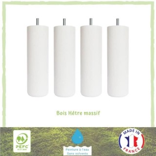 Jeu de pieds cylindriques Ø 6,2 H 17 cm Blanc - Lot de 4