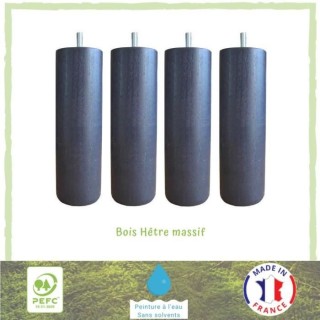 Jeu de pieds cylindriques Ø 6,2 cm H 19 cm Gris anthracite - Lot de 4