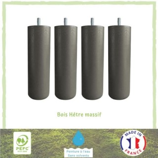 Jeu de pieds cylindriques Ø 6,2 cm H 24,5 cm Taupe - Lot de 4